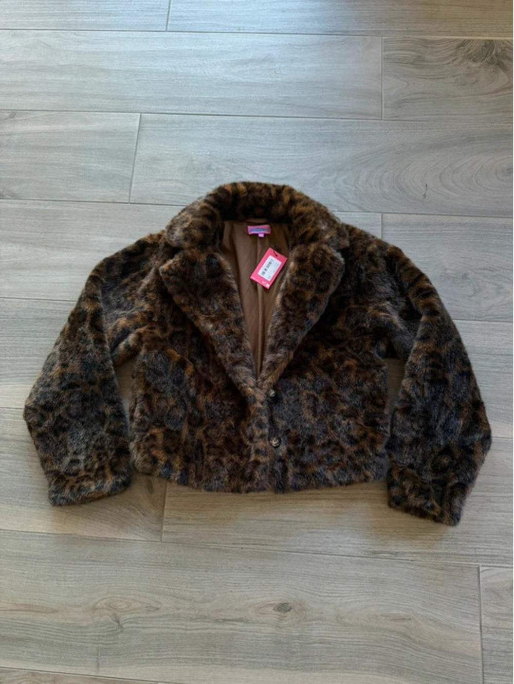 Edikted Cheetah Faux Fur Jacket XS